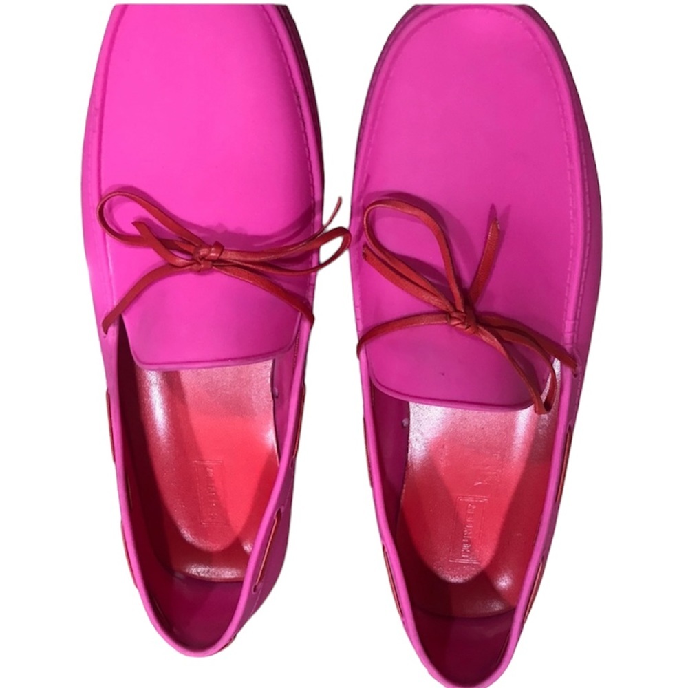 HUNTER Women Shoes Size 9 Hot Pink Loafer Red Lace Boat Slip On Rubber Preppy